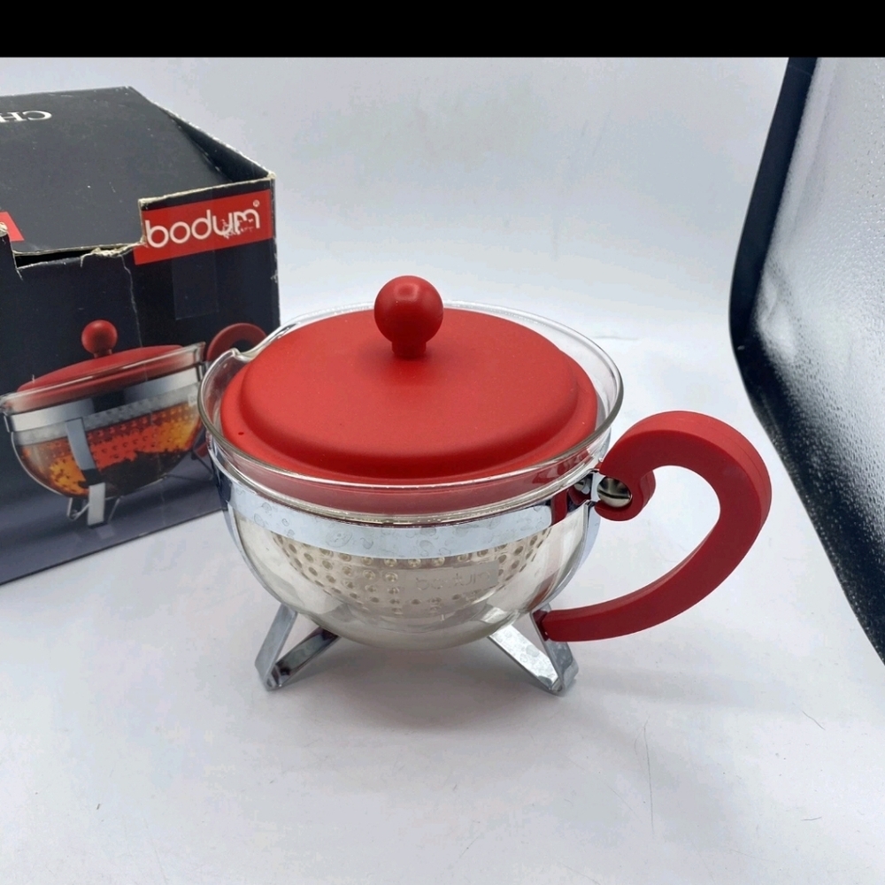 Bodum Red Glass Tea Infuser with Handle